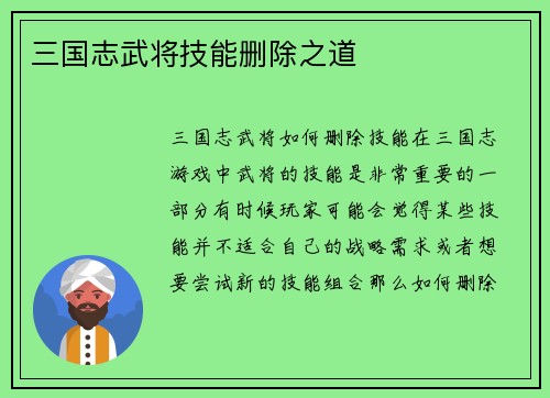 三国志武将技能删除之道
